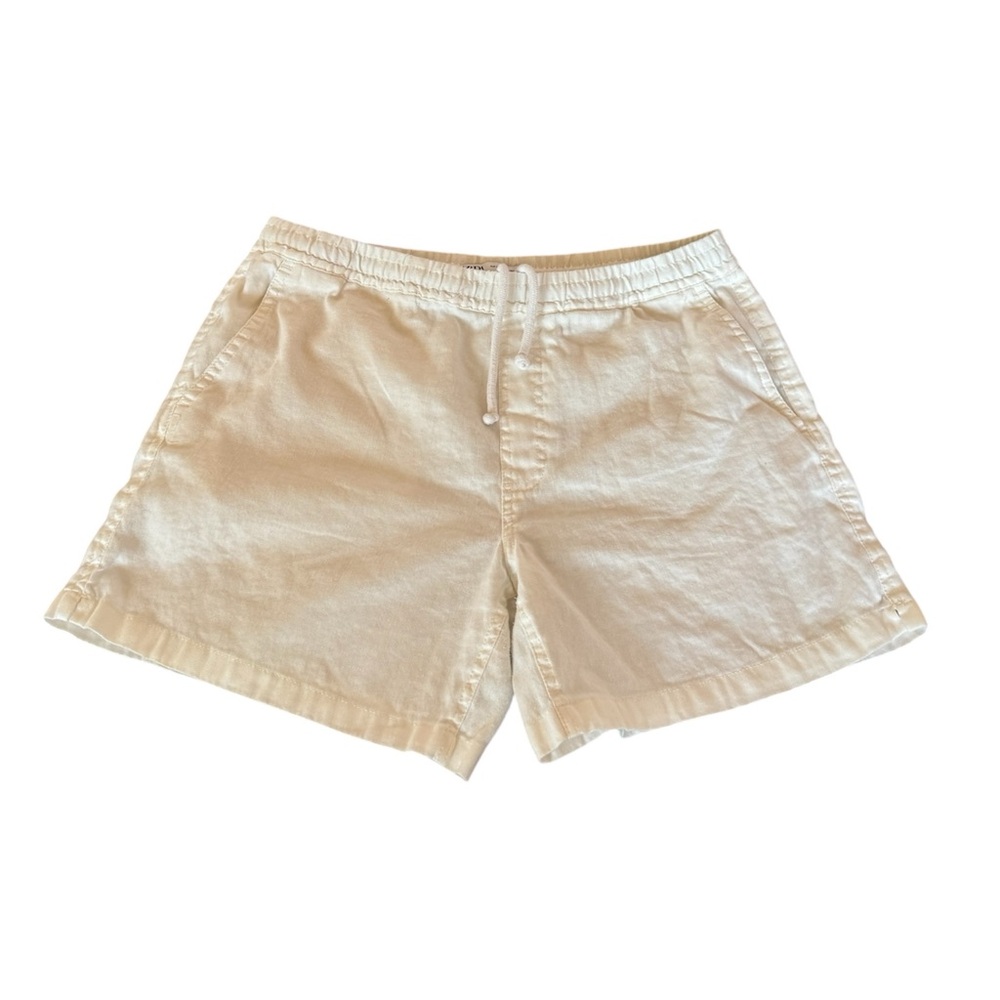 Zara Women’s Linen Shorts Linen Blend Drawstring Lightweight White Sz XL